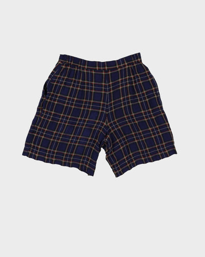 Vintage 90s Norton McNaughton Navy Checked High Waist Shorts - W28