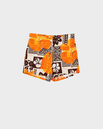 Vintage 80s Jantzen Orange Hawaiian Elasticated Shorts - W30