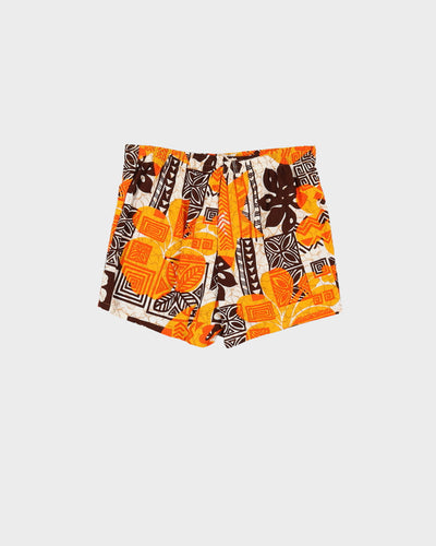 Vintage 80s Jantzen Orange Hawaiian Elasticated Shorts - W30