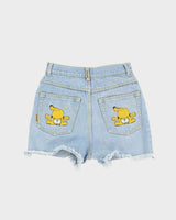 90s Garfield Cartoon Graphic Blue Denim Shorts - W25