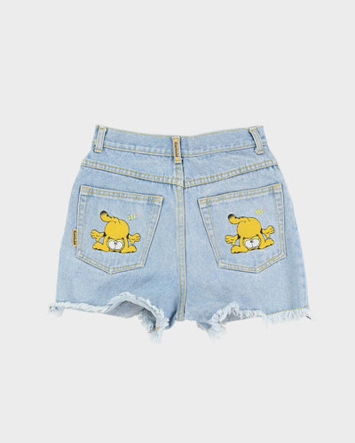 90s Garfield Cartoon Graphic Blue Denim Shorts - W25