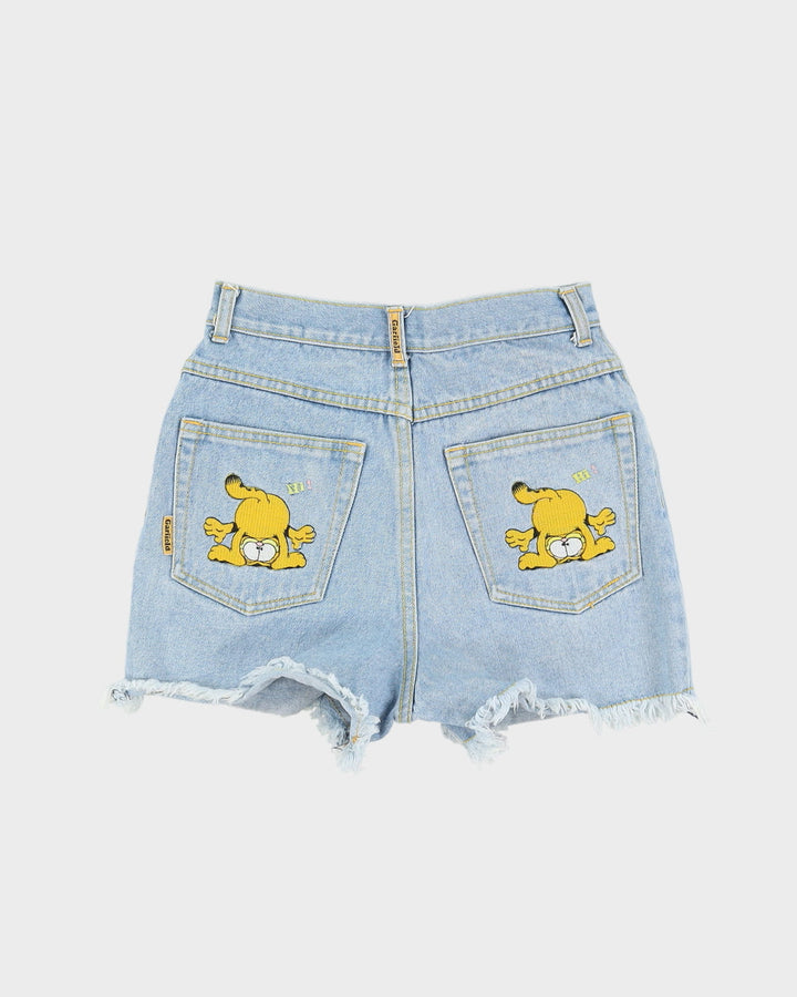 90s Garfield Cartoon Graphic Blue Denim Shorts - W25