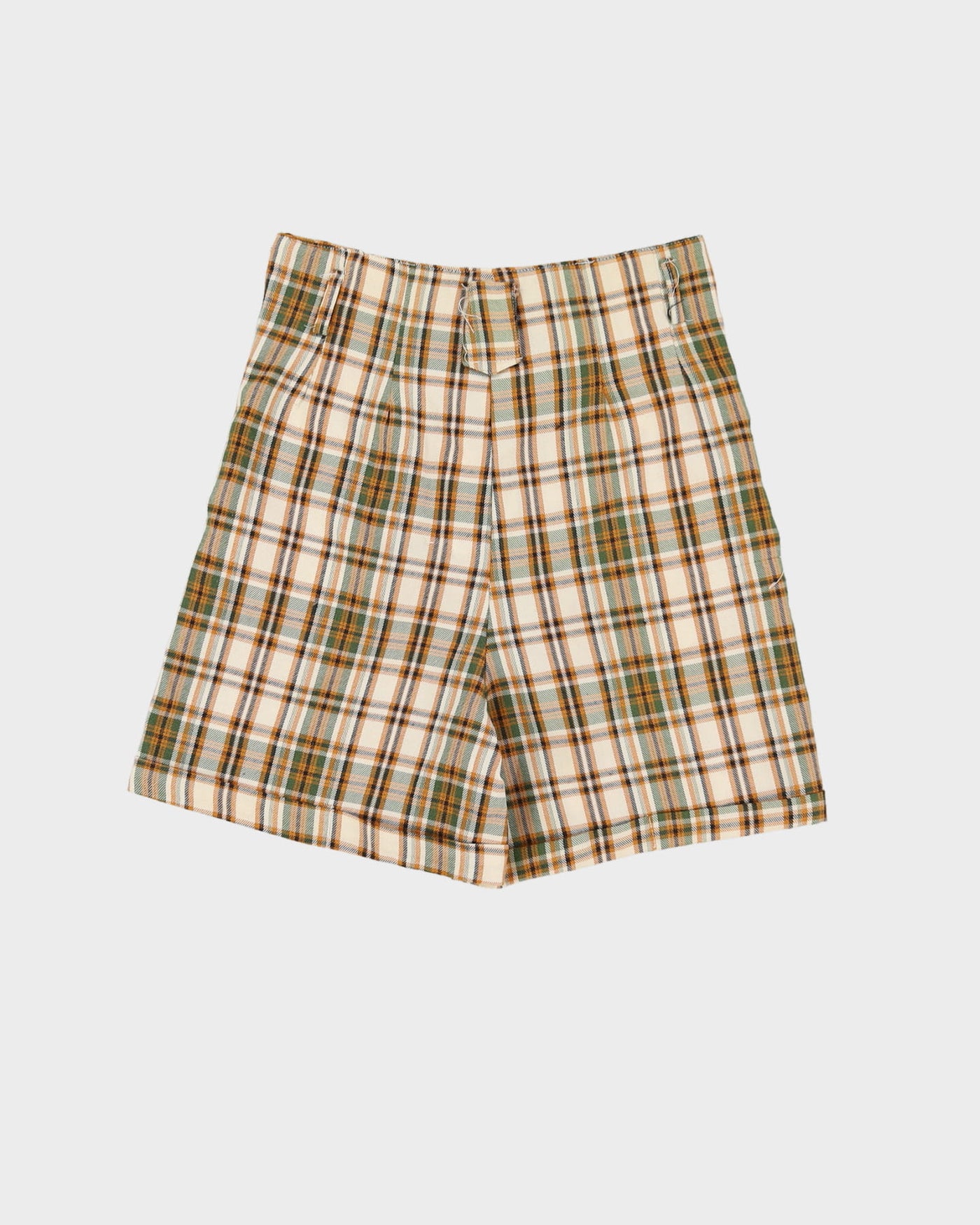 Vintage 1980s Beige Checked High Waisted Shorts - S