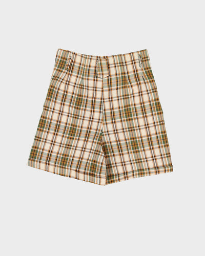 Vintage 1980s Beige Checked High Waisted Shorts - S