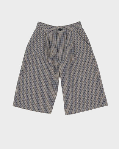 Vintage 1980s Blue Checked High Waisted Shorts - XXS