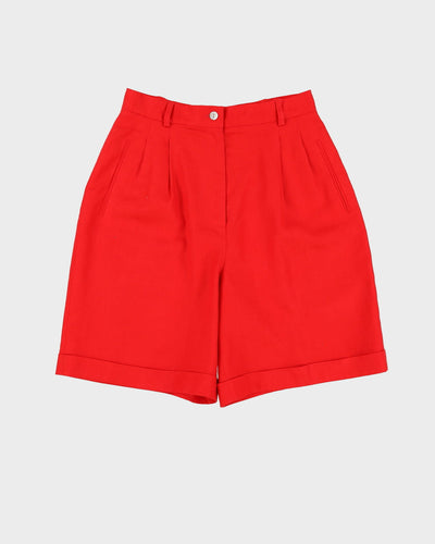 Red Linen High Waisted Shorts - S