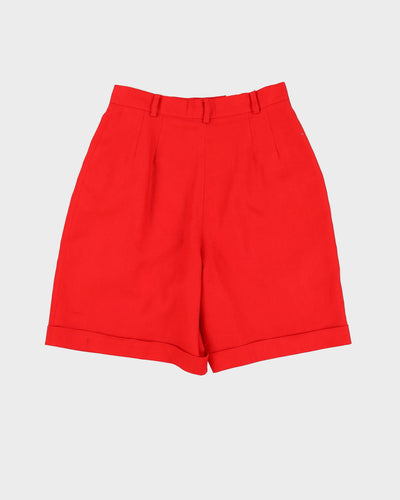 Red Linen High Waisted Shorts - S