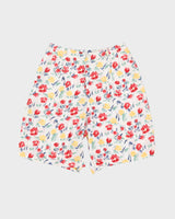 White Floral High Waisted Shorts - M