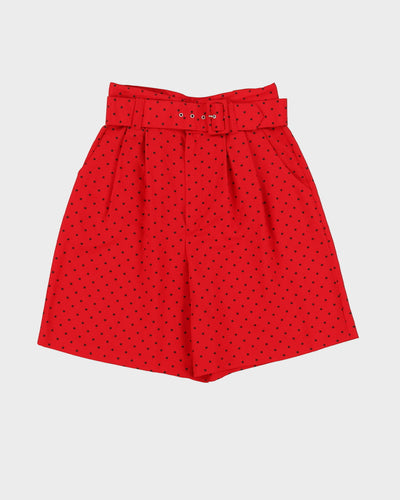 00s Red High Waisted Belted Shorts - S