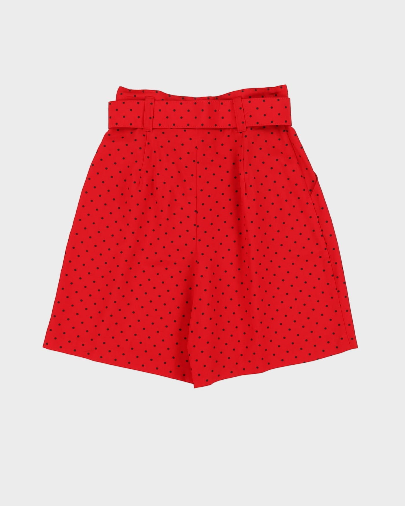 00s Red High Waisted Belted Shorts - S