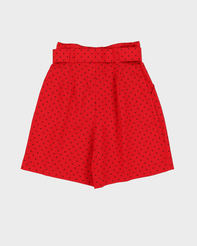 00s Red High Waisted Belted Shorts - S