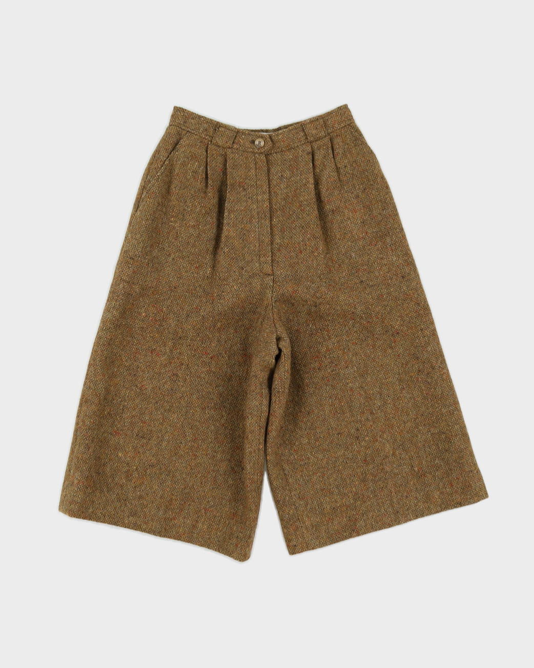 Green Wool Tweed Long Shorts - XXS