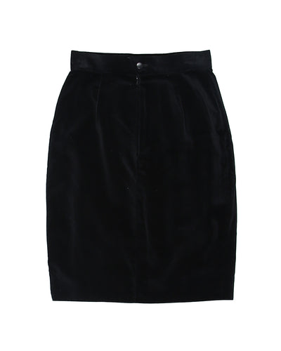 Thierry Mugler 80s Black Velvet Pencil Skirt - XS