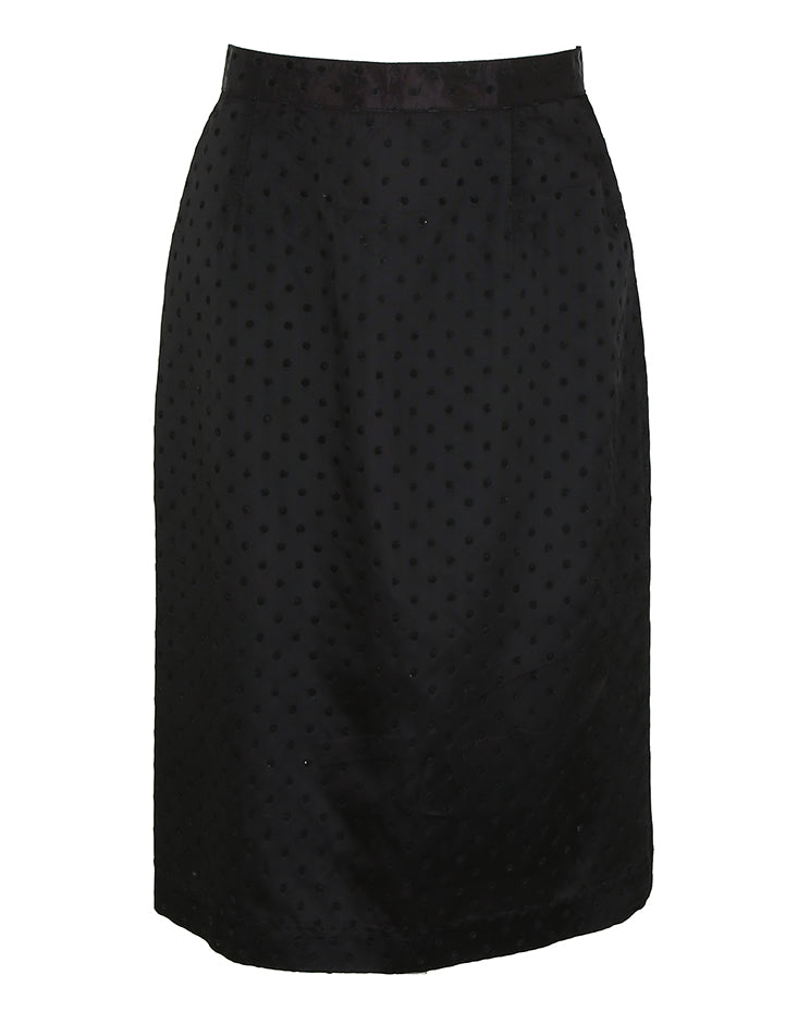 80s Textured Polka Dot Pencil Skirt S