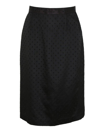 80s Black Textured Polka Dot Pencil Skirt - S