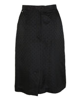 80s Black Textured Polka Dot Pencil Skirt - S