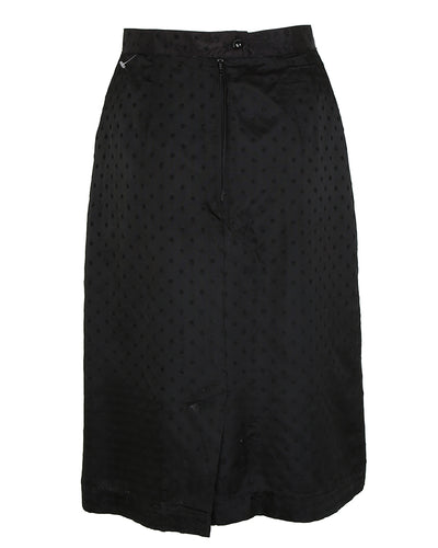 80s Black Textured Polka Dot Pencil Skirt - S