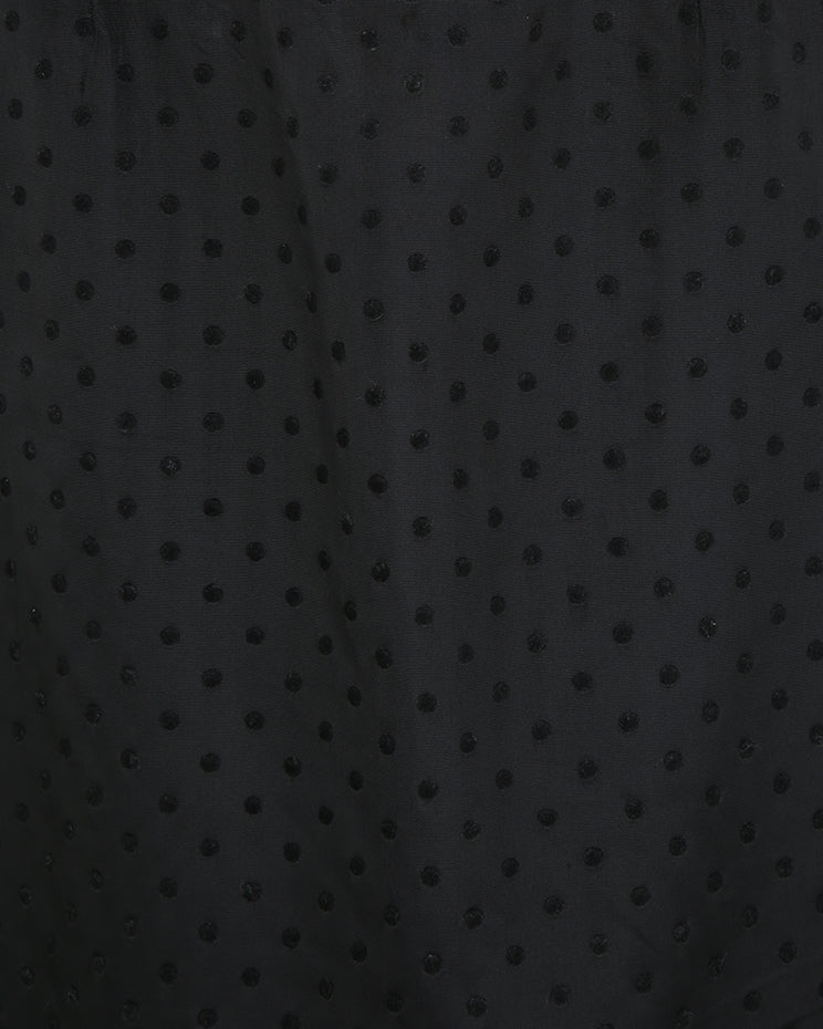 80s Black Textured Polka Dot Pencil Skirt - S