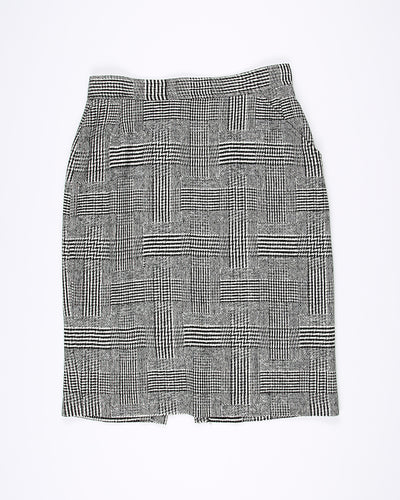 1990's black and white checked pencil skirt - M