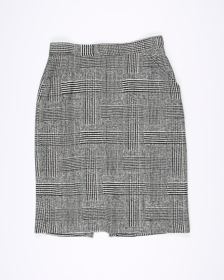 1990's black and white checked pencil skirt - M