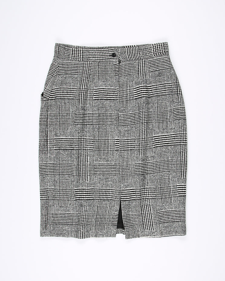 1990's black and white checked pencil skirt - M