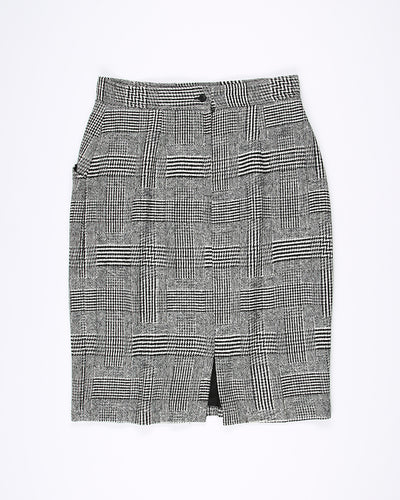1990's black and white checked pencil skirt - M