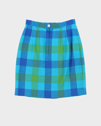 Blue and green checked pencil skirt - S