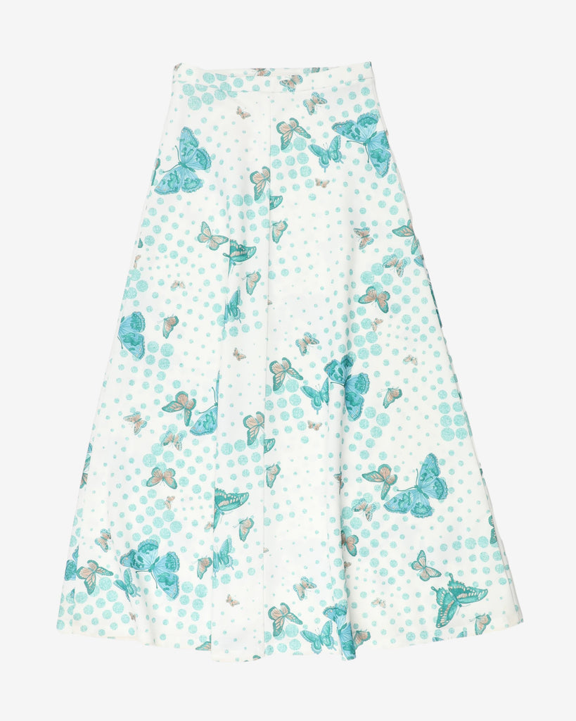 vintage blue butterfly print line maxi skirt s