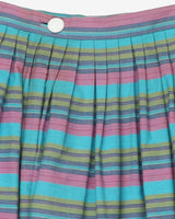 unbranded blue pink striped pleated panel skirt - xs