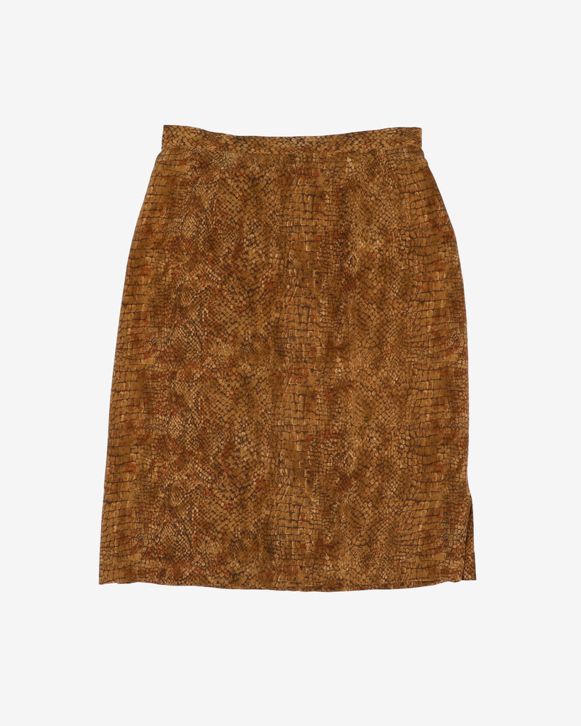 Snakeskin patterned pencil silk skirt S