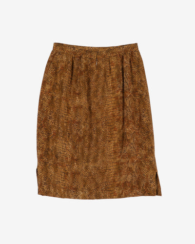 Snakeskin patterned pencil silk skirt - S