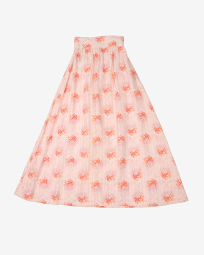 1970's peach floral maxi skirt - W24