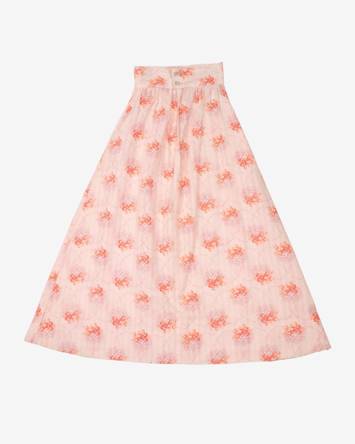 1970's peach floral maxi skirt - W24