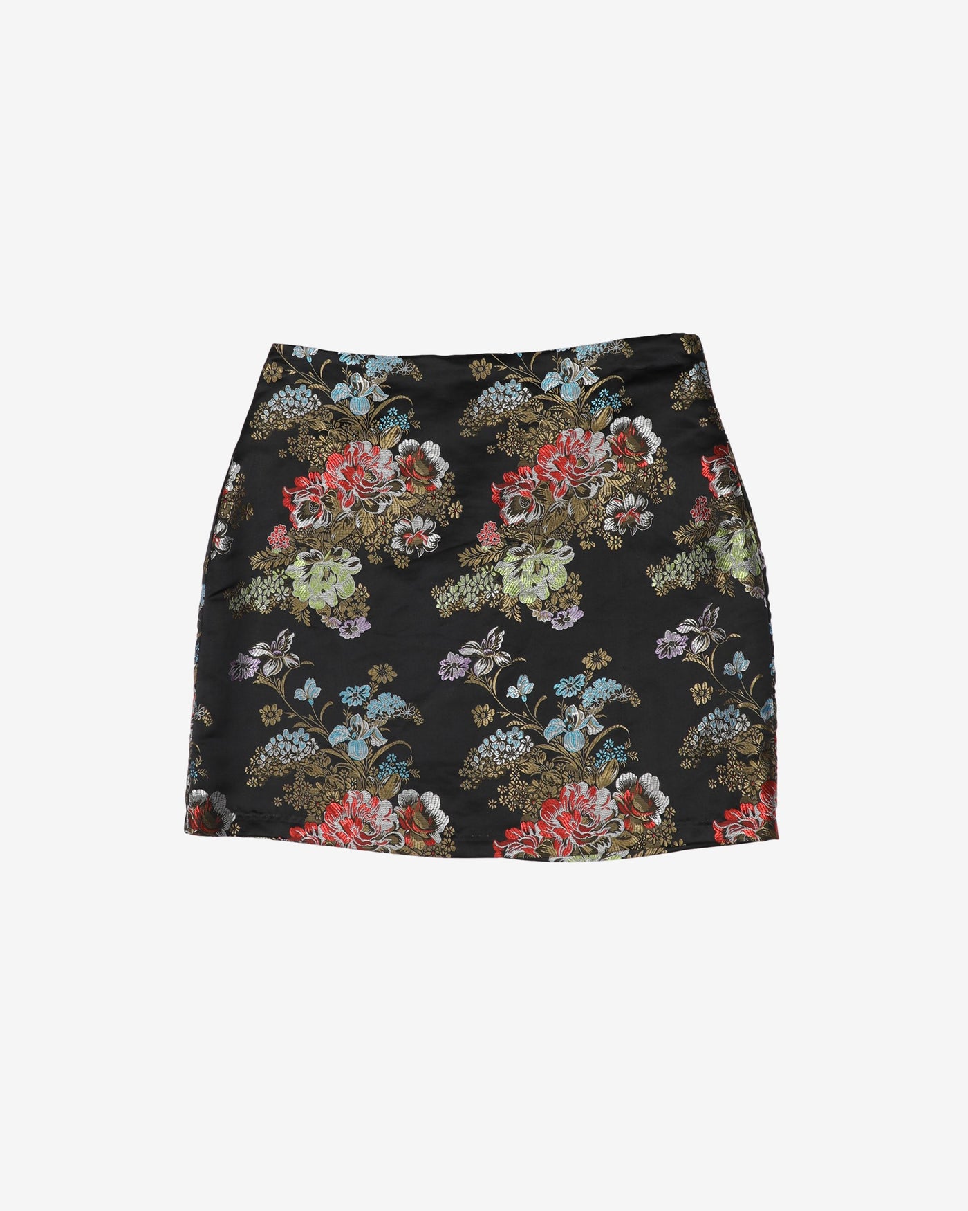 Y2K black brocade mini skirt - W30