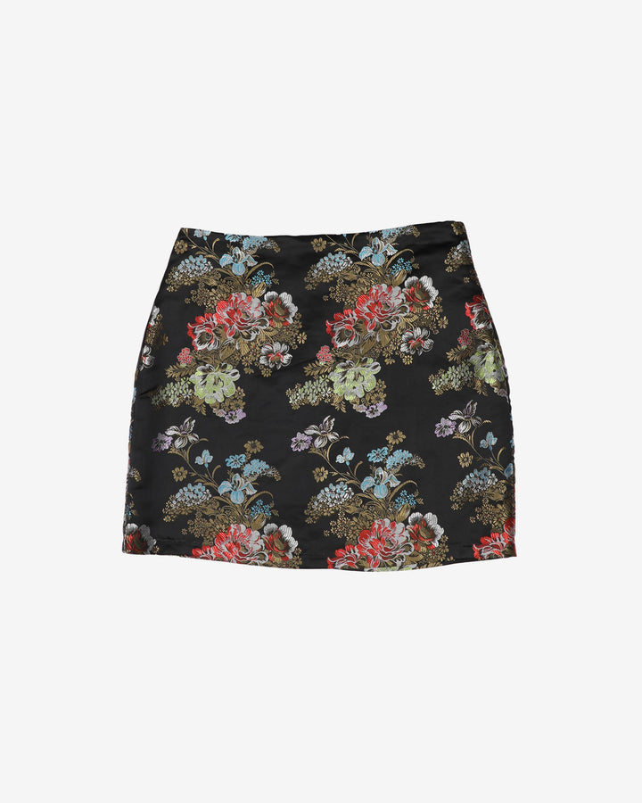 Y2K black brocade mini skirt - W30