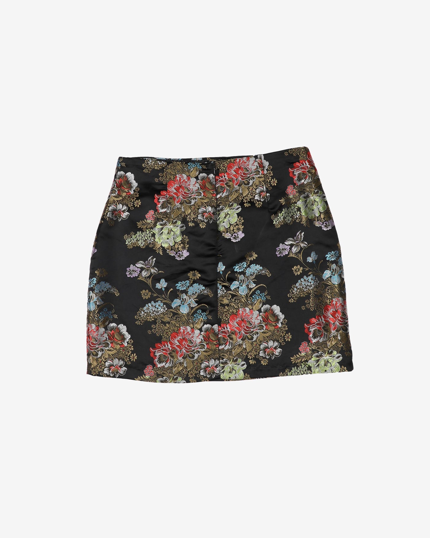Y2K black brocade mini skirt - W30