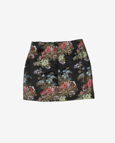 Y2K black brocade mini skirt - W30