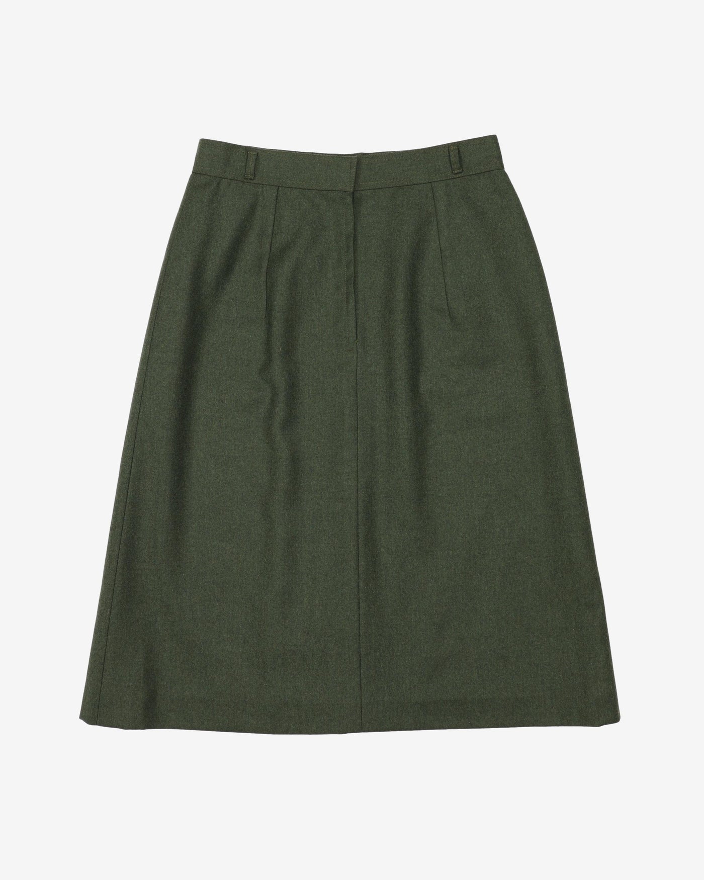 Vintage 1940s Style Green Wool Skirt - S