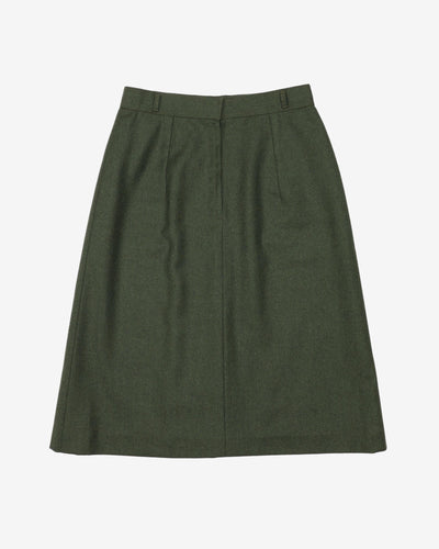 Vintage 1940s Style Green Wool Skirt - S