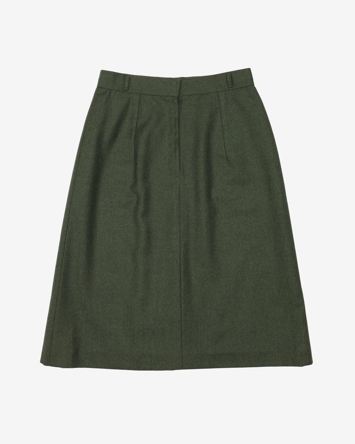 Vintage 1940s Style Green Wool Skirt - S