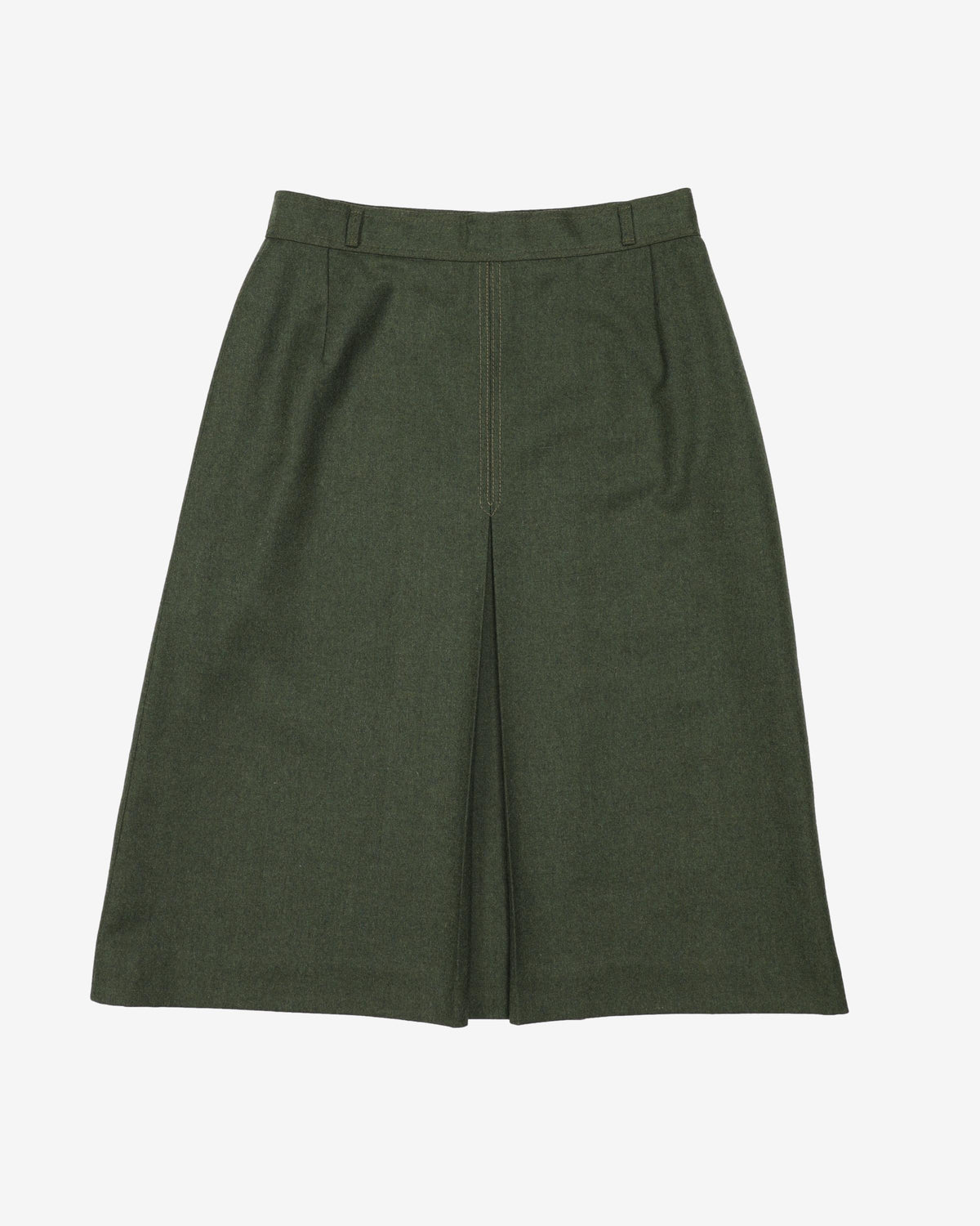 Vintage 1940s Style Green Wool Skirt - S