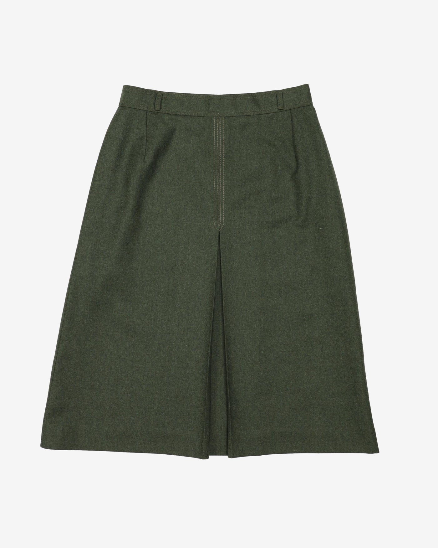 Vintage 1940s Style Green Wool Skirt - S
