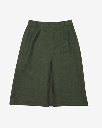 Vintage 1940s Style Green Wool Skirt - S