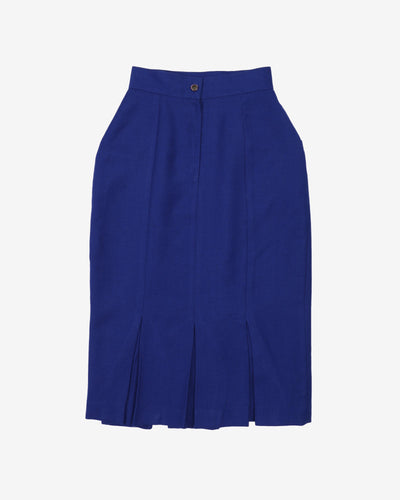 1990s  Blue High Waisted Pencil Wool Skirt - XS
