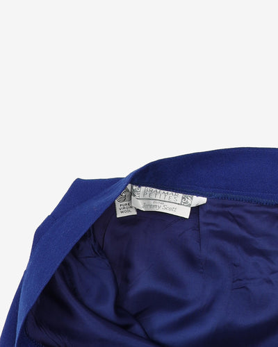 1990s  Blue High Waisted Pencil Wool Skirt - XS