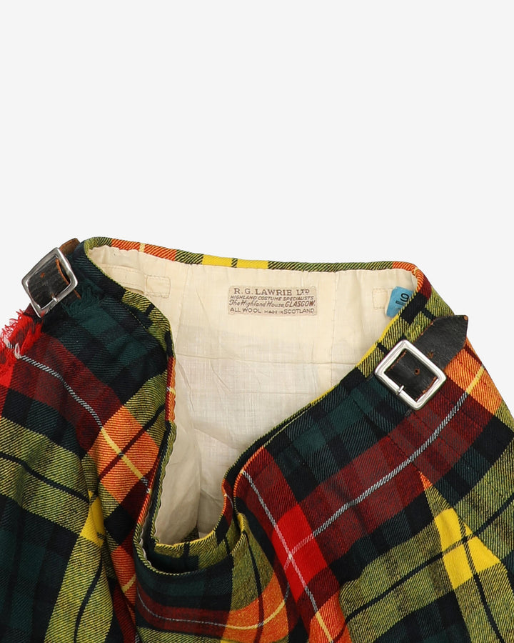 R. G. Lawrie Ltd Scotland Plaid Wool Kilt Skirt - S