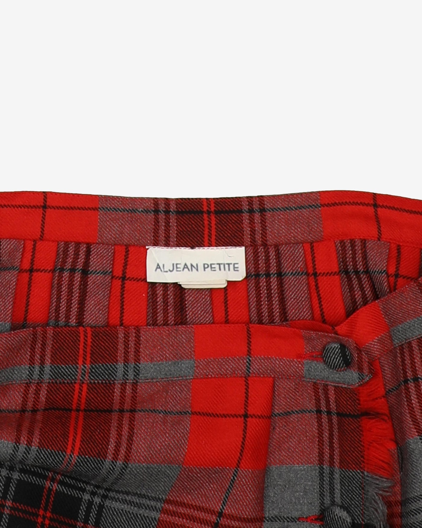 Vintage Red And Grey Plaid Wool Skirt - M
