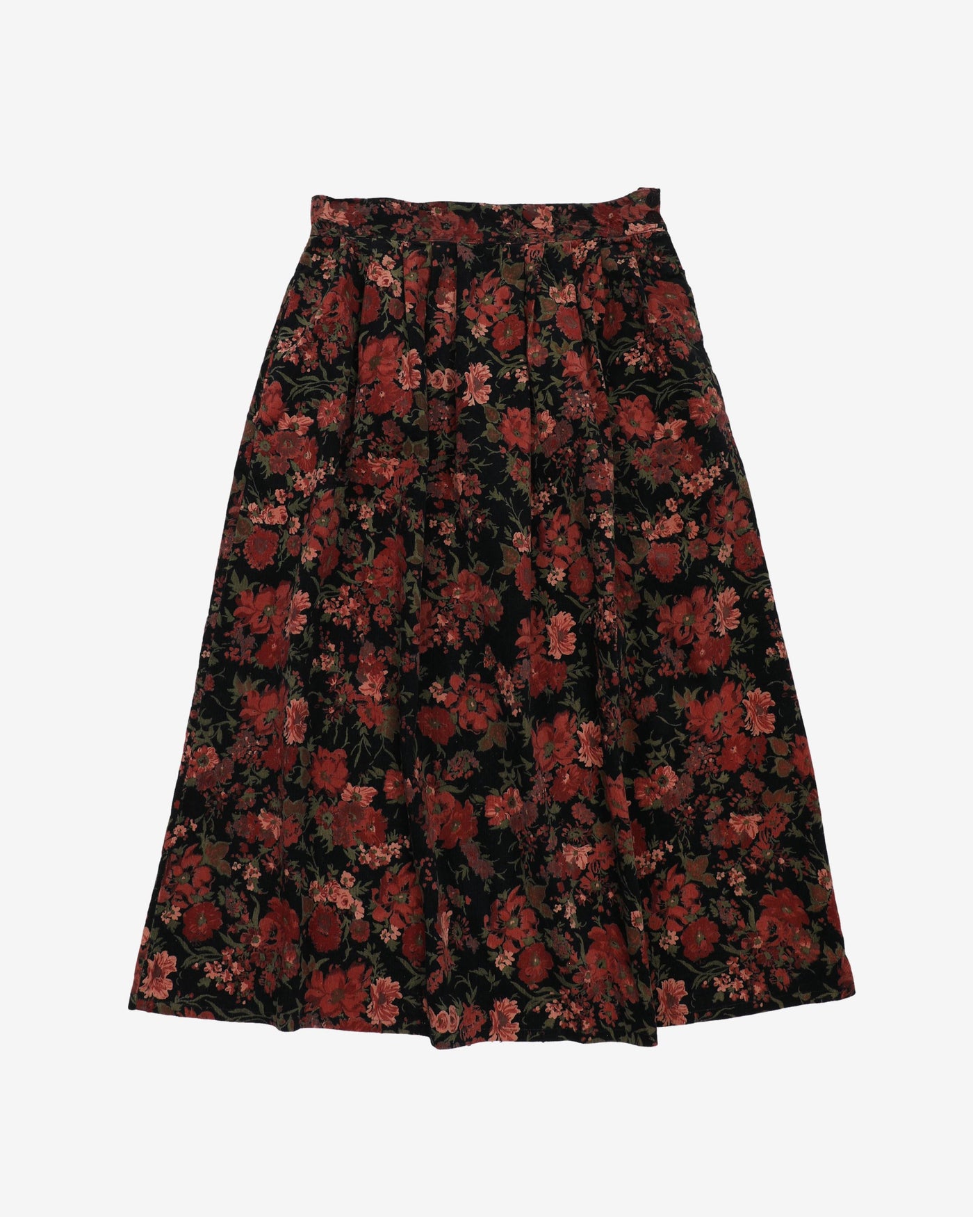 1990s Floral Cord Maxi Skirt - S