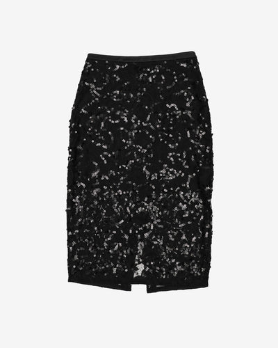 Black Sequin Detailed Pencil Skirt - S