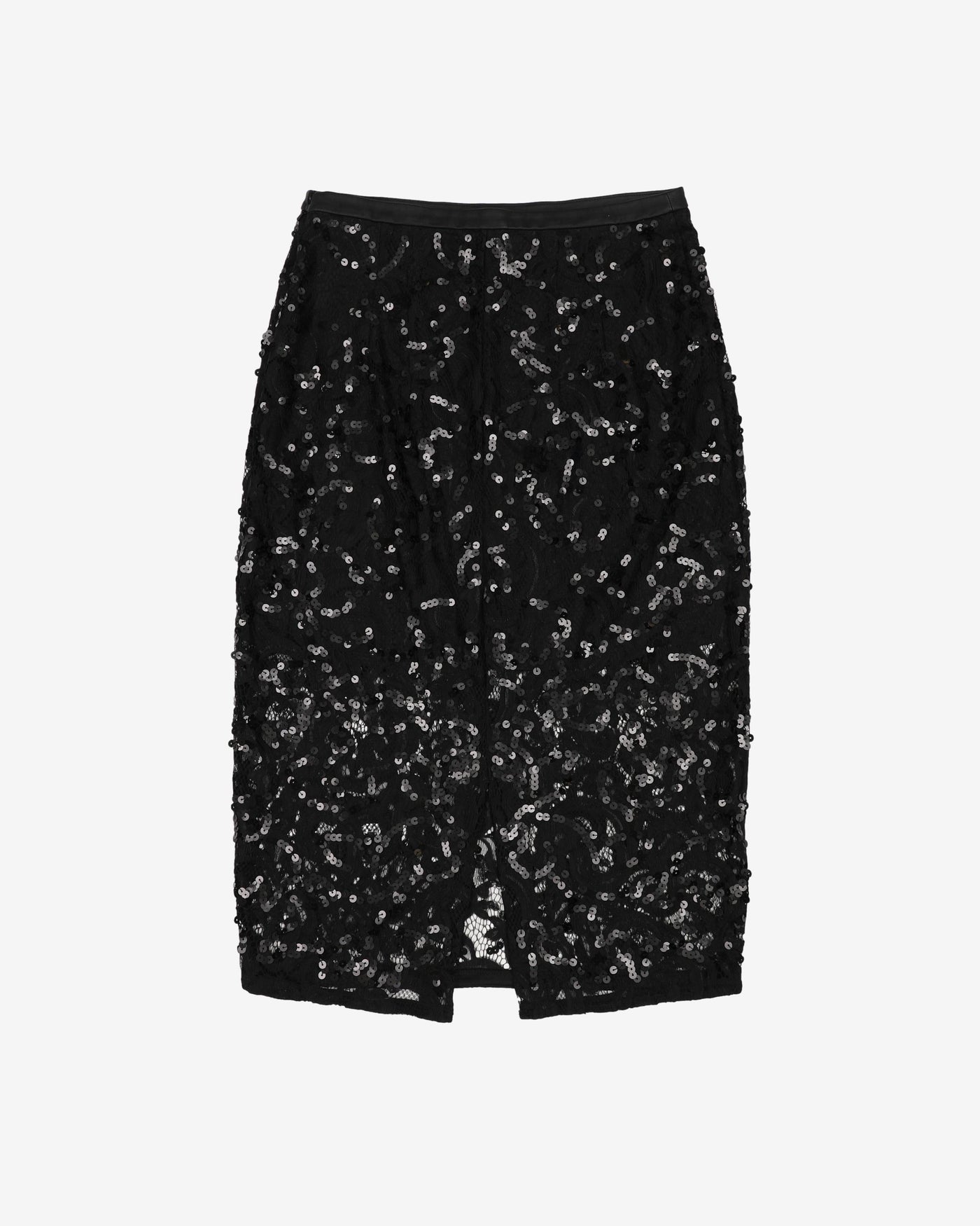 Black Sequin Detailed Pencil Skirt - S